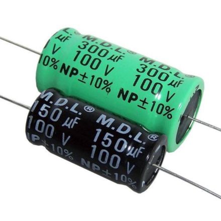 Electrolytic Cap 300,00µF 100VDC 10% NP MDL dia-22 / 44mm. hor.