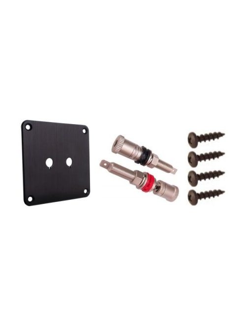 Terminal plate black anodized Al 100/100/3mm + pair of binding posts satin-nickel