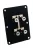 Terminal plate black anodized Al 140/100/3mm + 4 binding posts carbon-nickel + jumper