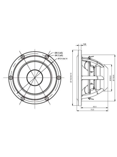 SATORI MR13PNW-8 ohm 5" középsugárzó, fehér kónusz