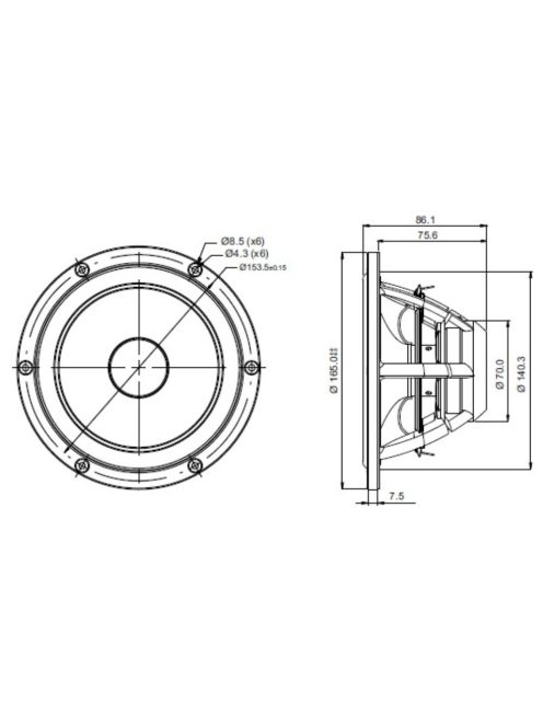 SATORI MR16P-8 ohm  6,5" középsugárzó