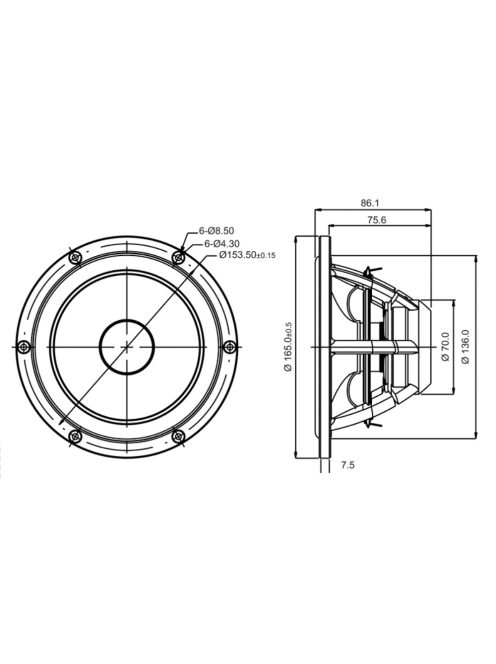 SATORI MW16P-8 6,5” mély-közép sugárzó