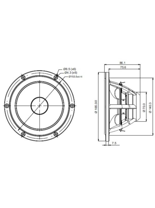 SATORI MR16PNW-4 ohm 6,5" középsugárzó, fehér kónusz