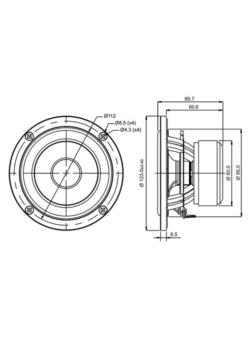 SB12NRX25-8 4” mély-közép sugárzó