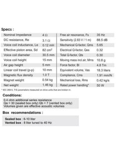 SB15NAC30-4 5” mély-közép sugárzó