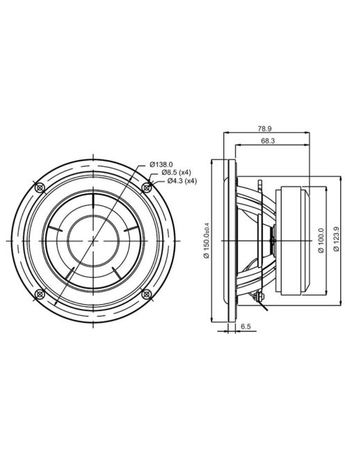 SB15NAC30-4 5” mély-közép sugárzó