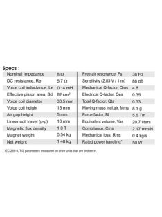 SB15NRXC30-8 5” mély-közép sugárzó
