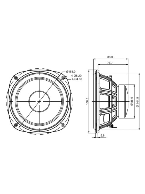 SB16PFC25-8 6” mély-közép sugárzó