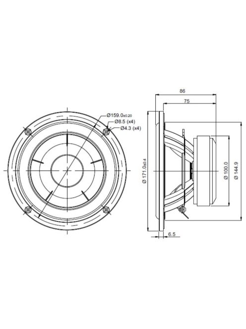 SB17CAC35-4 6" mély-közép sugárzó
