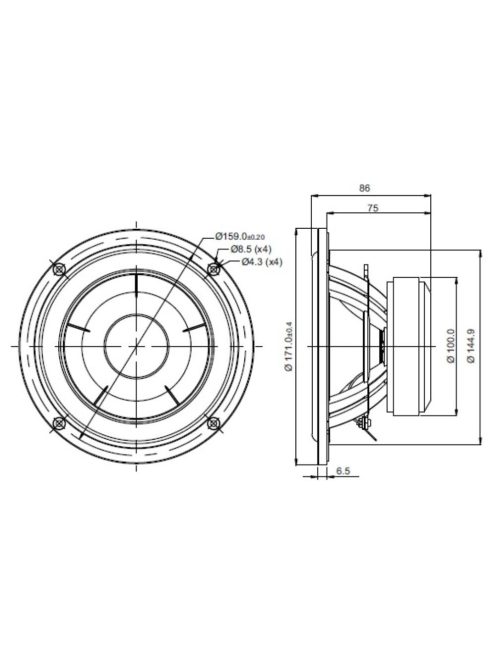 SB17NBAC35-4 ohm  6" mély-közép sugárzó, 35mm VC