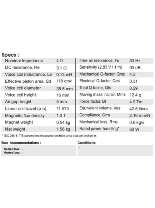 SB17NBAC35-4 ohm  6" mély-közép sugárzó, 35mm VC