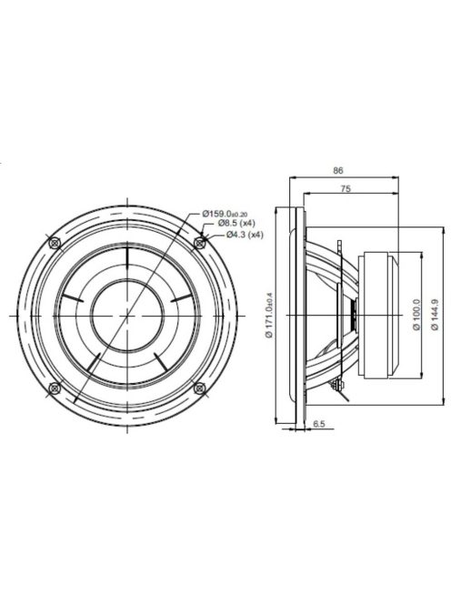 SB17NBAC35-8 ohm  6" mély-közép sugárzó, 35mm VC
