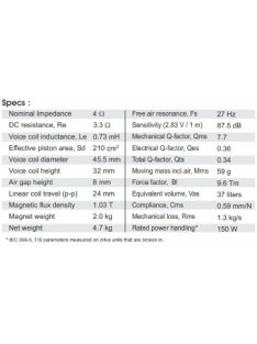 SB23MFCL45-4 8” mély-közép sugárzó