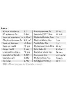 SB23NACS45-8 8” mély-közép sugárzó
