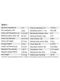 SB65WBAC25-4 2,5” szélessávú