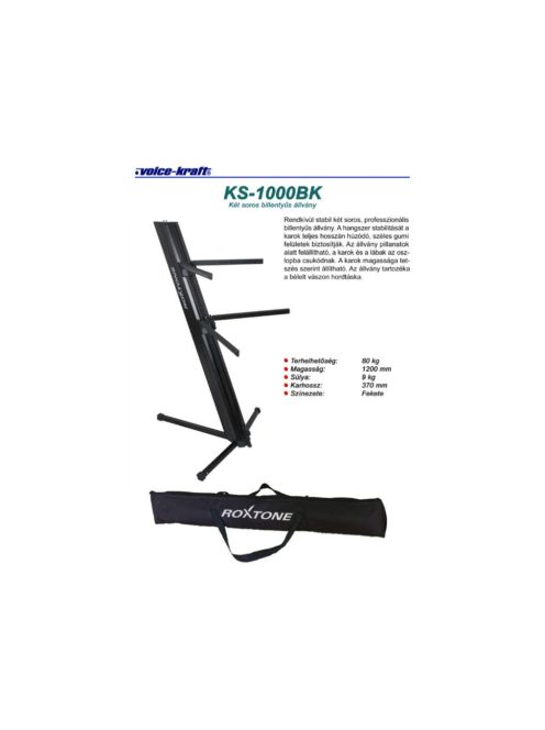 Roxtone KS-1000-BK Billentyűs állvány, 2 szintes