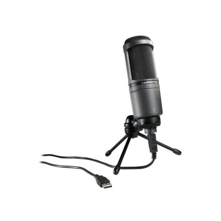 Audio-Technica AT2020USB+, merőleges tengelyű, kardioid kondenzátor stúdiómikrofon, USB és fejhallgató kimenet