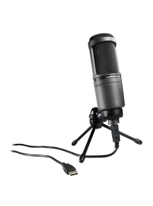 Audio-Technica AT2020USB+, merőleges tengelyű, kardioid kondenzátor stúdiómikrofon, USB és fejhallgató kimenet