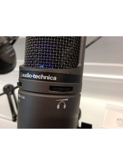 Audio-Technica AT2020USB+, merőleges tengelyű, kardioid kondenzátor stúdiómikrofon, USB és fejhallgató kimenet