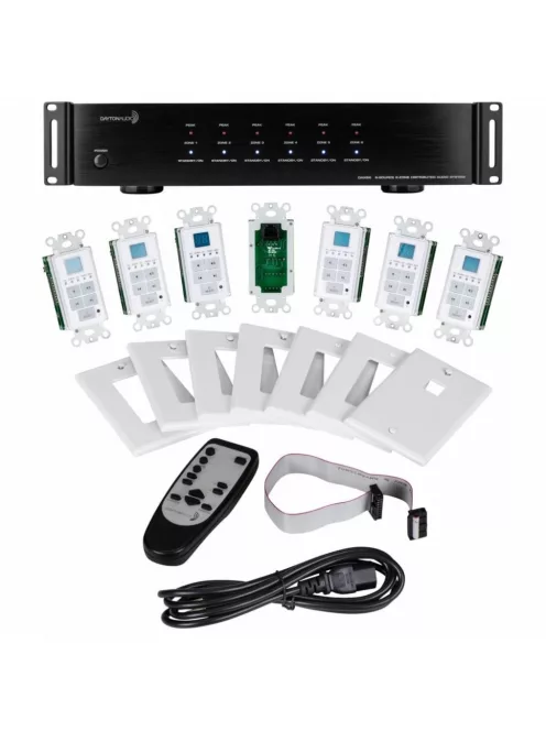 Dayton Audio DAX66 6 forrású 6 szobás multiroom rendszer fali vezérlővel (12*25W)