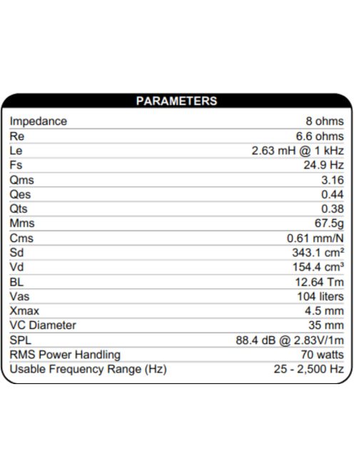Dayton Audio DC250-8 10" Classic Woofer