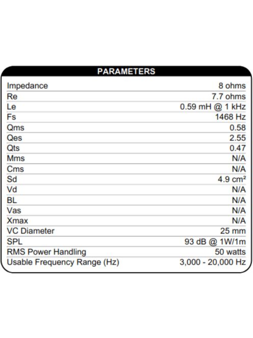 Dayton Audio DC25T-8 1" titán dóm magassugárzó
