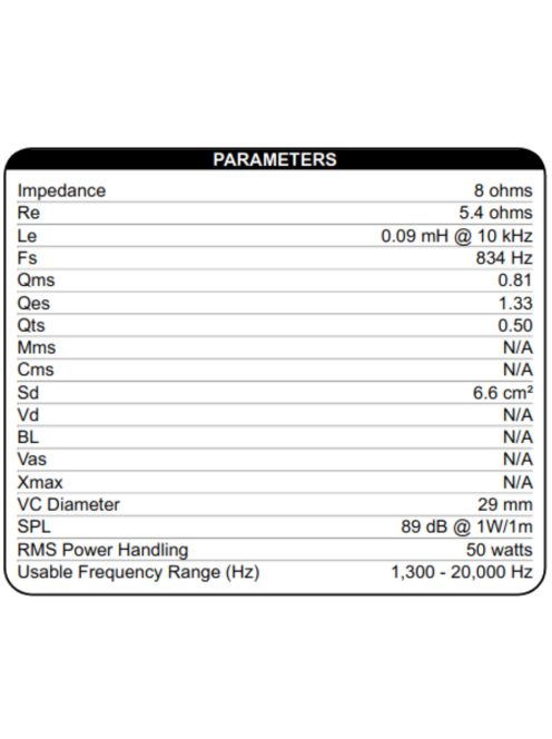 Dayton Audio DC28F-8 1-1/8" Silk Dome Tweeter
