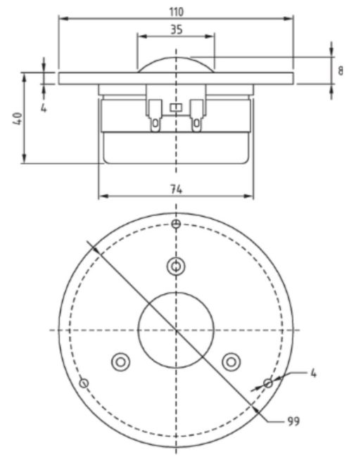 Dayton Audio DC28F-8 1-1/8" Silk Dome Tweeter