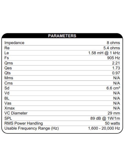 Dayton Audio DC28FS-8 28mm selyem dóm magassugárzó