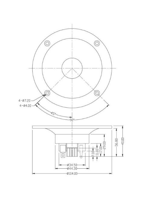 Dayton Audio ND25FW-4 1" Soft Dome Neodymium Tweeter with Waveguide 4 Ohm