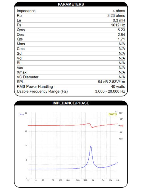 NHP25Ti-4 1" Titanium Dome High Power Neodymium Tweeter 4 Ohm