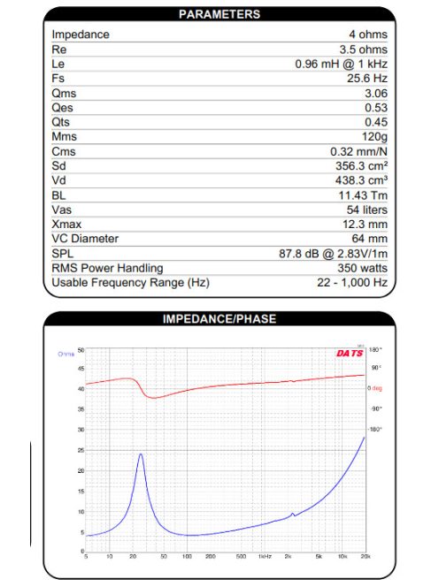 Dayton Audio RSS265HF-4 10" Reference HF Subwoofer 4 Ohm. Black alu. cone