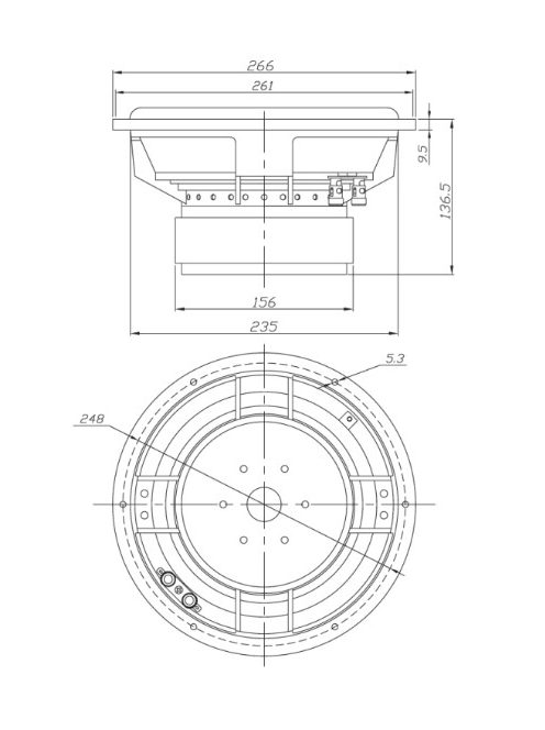 Dayton Audio RSS265HO-4 10" Reference HO Subwoofer 4 Ohm. Black alu. cone