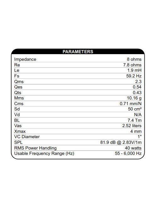 TCP115-8 4" Treated Paper Cone Woofer