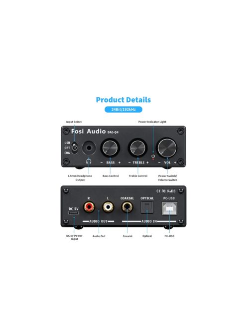 Fosi Audio Q4 Audio DAC & fejhallgató erősítő