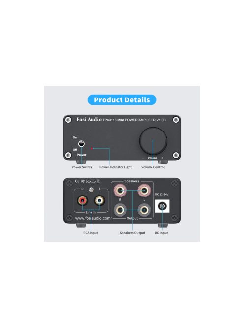 Fosi Audio V1.0 Stereo erősítő