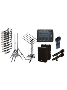   HT-P12V1, hangosító alapcsomag 3 mikrofonnal, 6 csatornás effektprocesszoros keverővel, 12 collos hangfalakkal