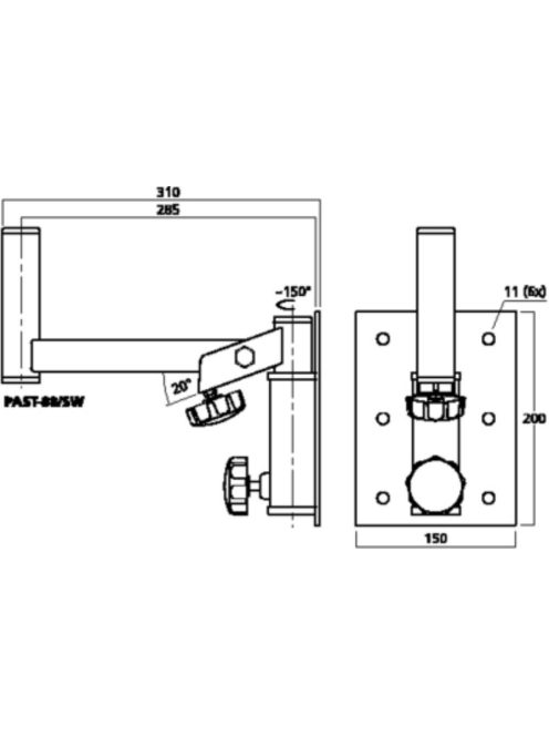 Monacor PAST-88/SW, fali tartó PA hangsugárzókhoz