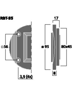 Monacor RBT-95, szalagsugárzó, 60Wmax, 30Weff, 8Ω
