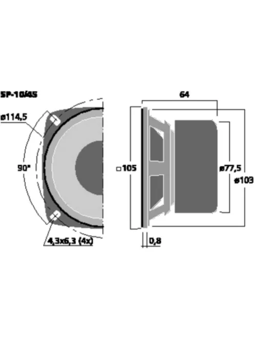 Monacor SP-10/4S, univerzális hangszóró, 25Wmax, 4Ω, mágnesesen árnyékolt
