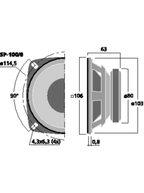 Monacor SP-100/8, Hi-Fi mélyközépsugárzók, 60Wmax, 8Ω
