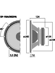   Monacor SP-10A/302PA, professzionális PA mélyközépsugárzó, 600Wmax, 300Weff, 8Ω