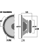 Monacor SP-12A/302PA, professzionális PA mélyközépsugárzó, 600Wmax, 300Weff, 8Ω