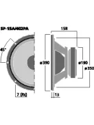 Monacor SP-15A/402PA, professzionális PA basszushangszóró, 800Wmax, 400Weff, 8Ω