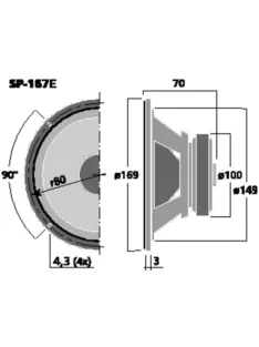 Monacor SP-167E, Hi-Fi mélyközépsugárzó, 70Wmax, 4Ω