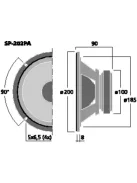 Monacor SP-202PA, univerzális mélyközépsugárzó, 100Wmax, 8Ω