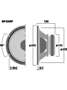 Monacor SP-250P, basszushangszóró, 200Wmax, 8Ω
