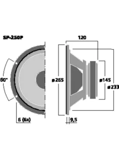 Monacor SP-250P, basszushangszóró, 200Wmax, 8Ω