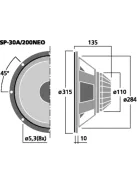 Monacor SP-252PA, univerzális mélyközépsugárzó, 150Wmax, 8Ω