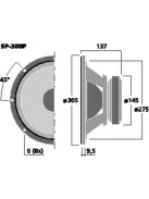 Monacor SP-300P, basszushangszóró, 200Wmax, 8Ω